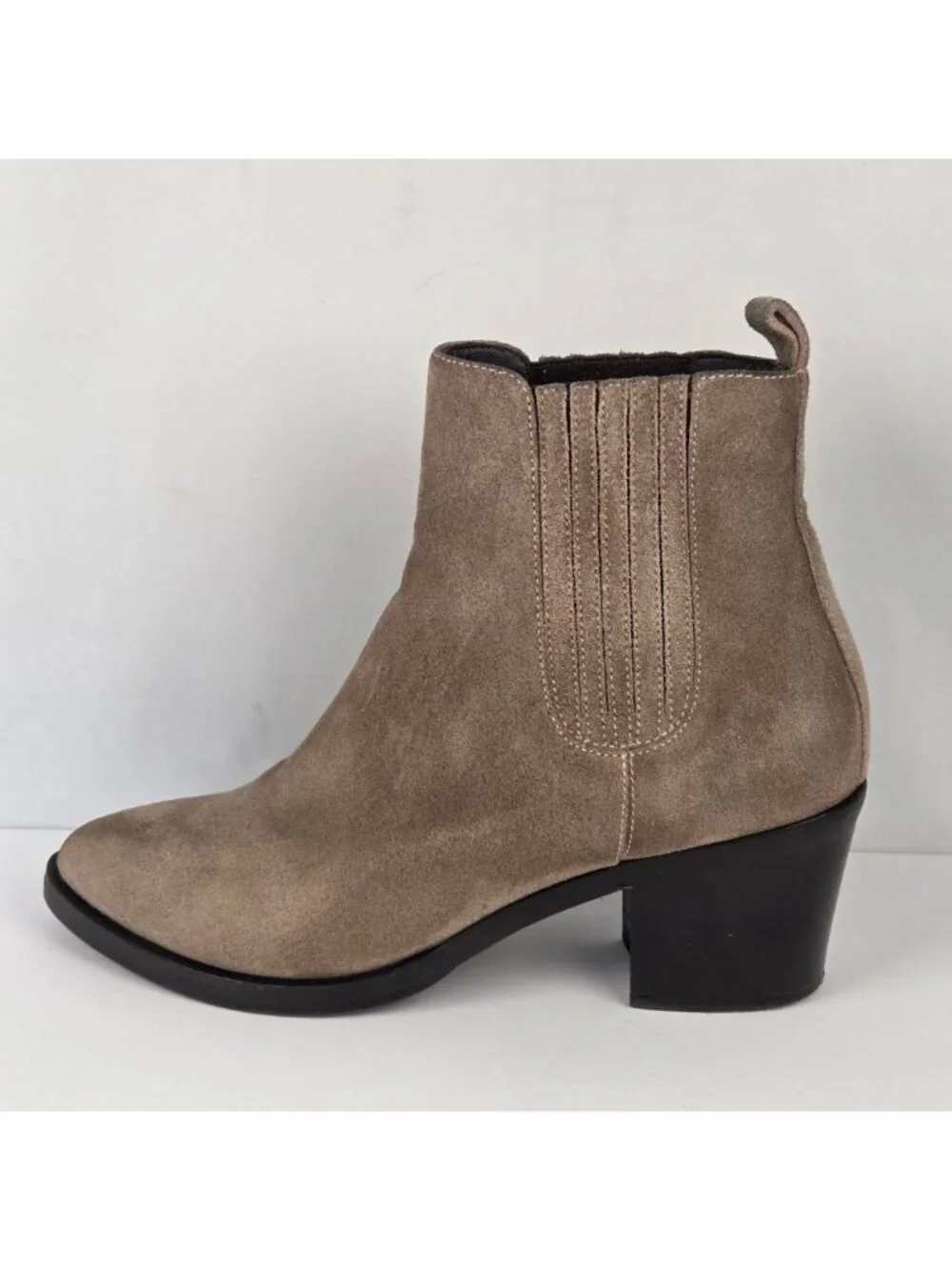 M.Gemi Era Suede Block Heel Ankle Boots Size 37 Made In Italy